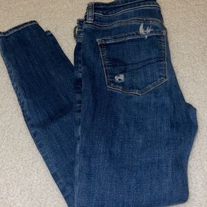 American Eagle Dark Blue Distressed Jeggings